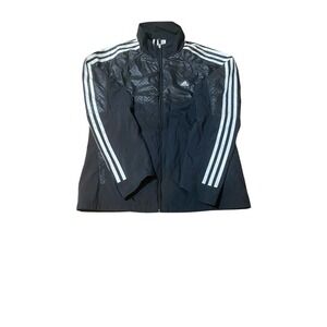 Adidas Jacket Mens Medium Three Stripes Full Zip Windbreaker Athletic Ventilated